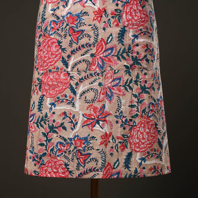 Beige - Sanganeri Block Print Cotton Apron with Pocket 10