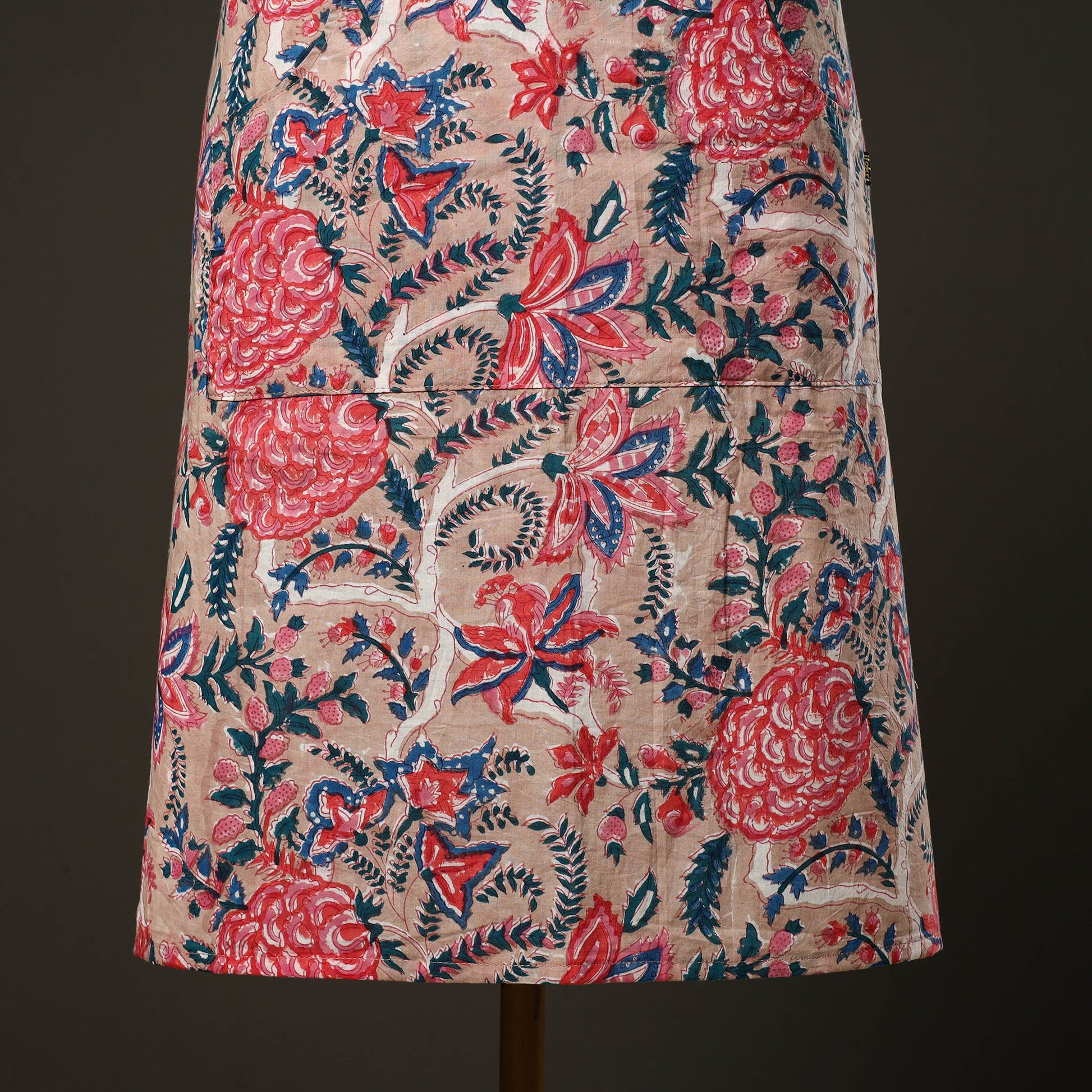 Beige - Sanganeri Block Print Cotton Apron with Pocket 10
