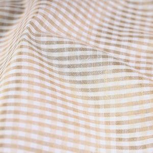 Beige Vidarbha Tussar Silk Checks Handloom Fabric