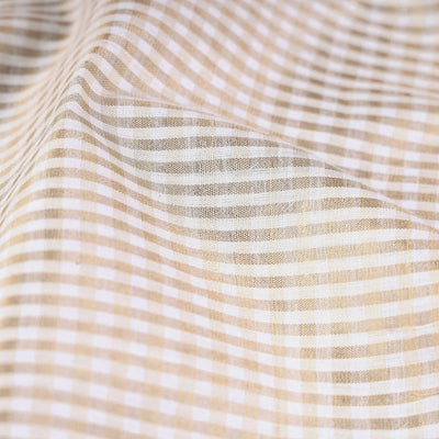 Beige Vidarbha Tussar Silk Checks Handloom Fabric