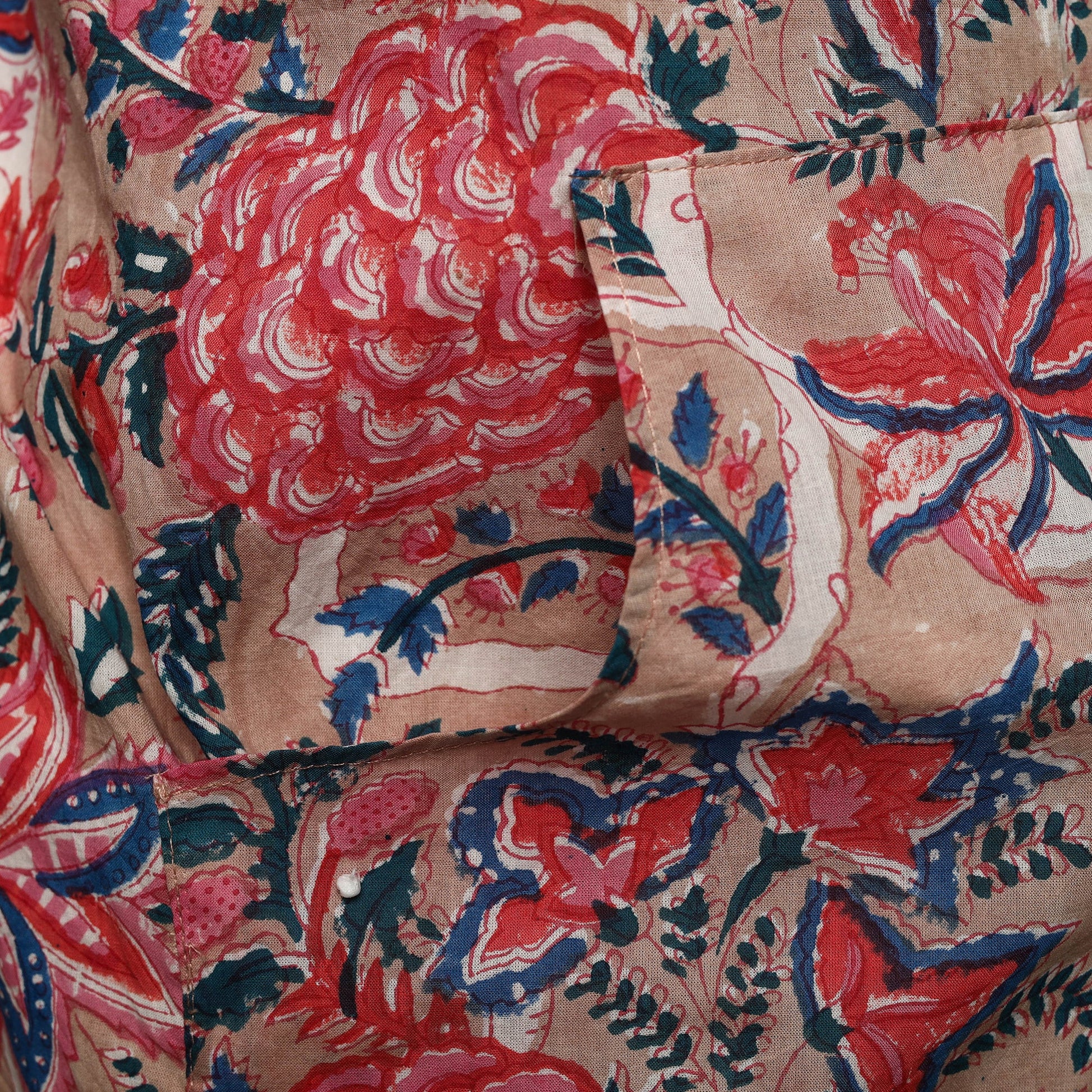 Beige - Sanganeri Block Print Cotton Apron with Pocket 10