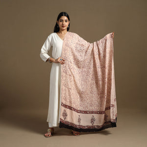 Beige - Block Print Mul Cotton Bagru Dupatta 12