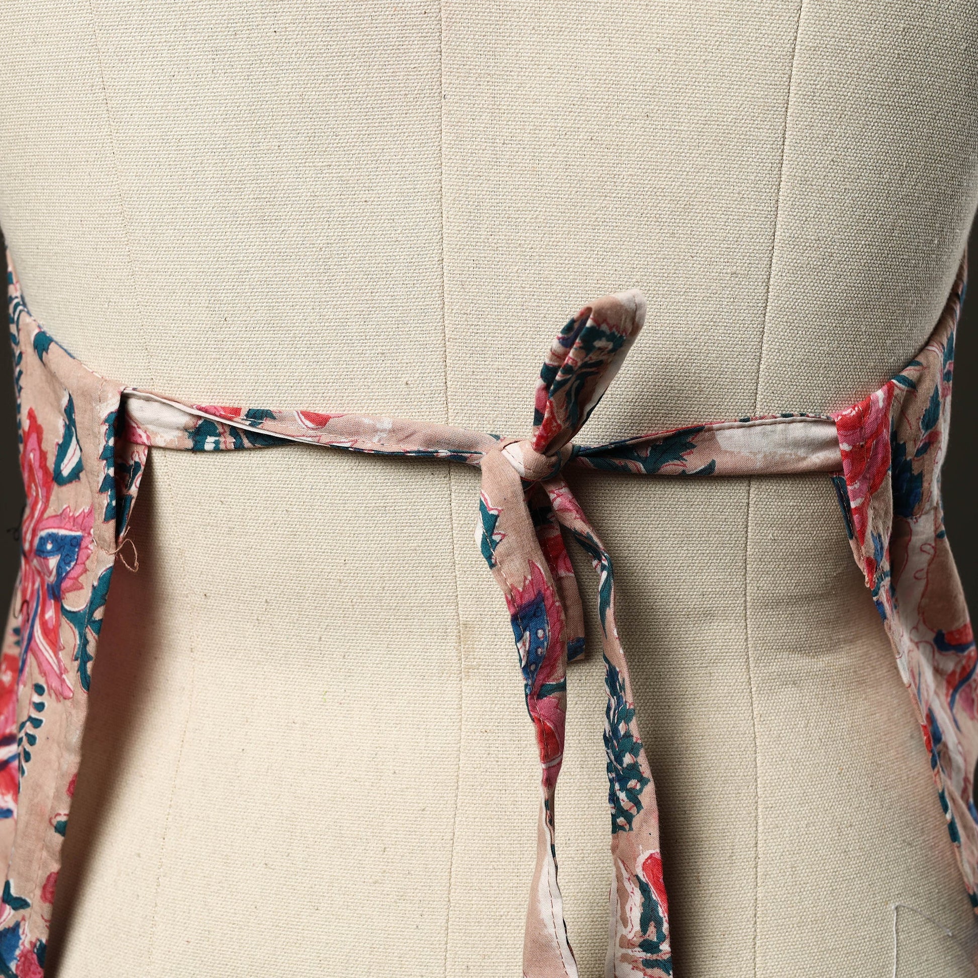 Beige - Sanganeri Block Print Cotton Apron with Pocket 10