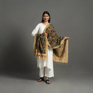 Brown - Mangalagiri Cotton Handpainted Pen Work Kalamkari Dupatta 11
