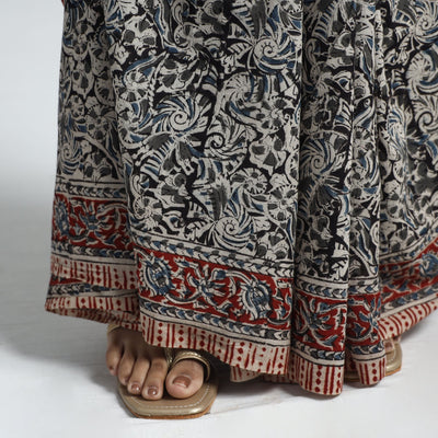 Black - Pedana Block Print Cotton Kalamkari Saree