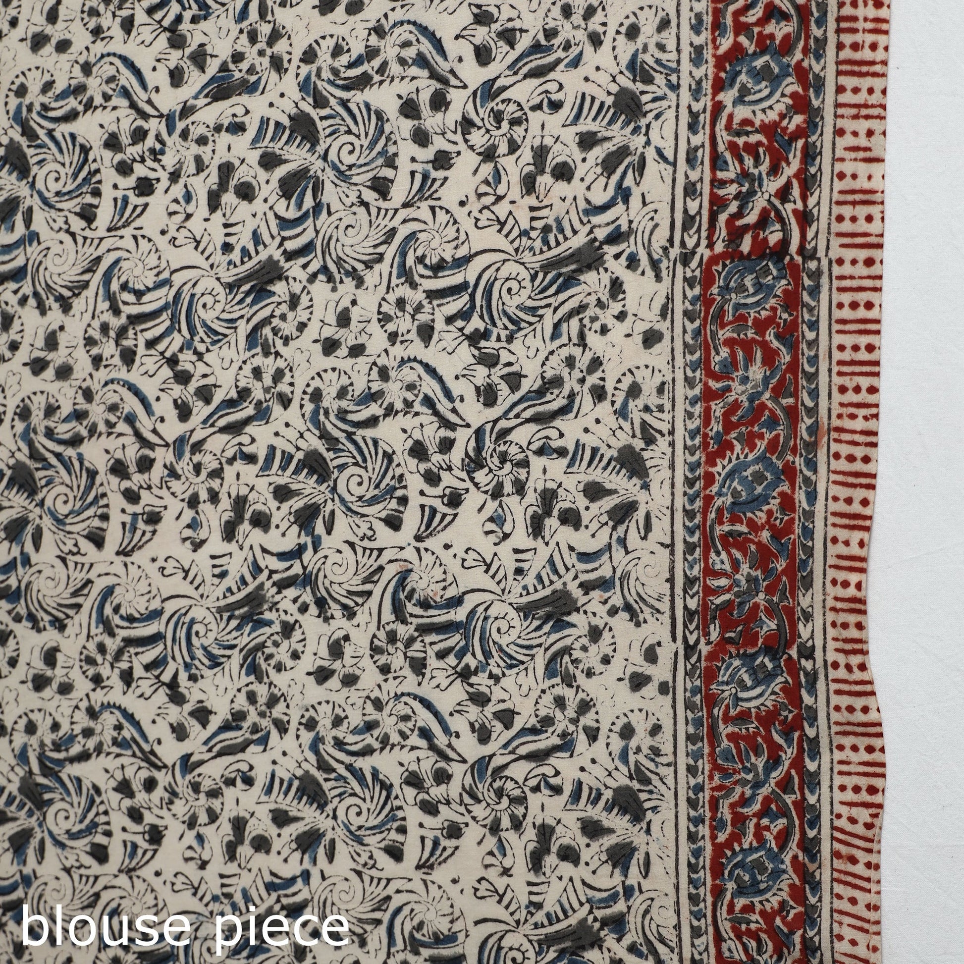 Black - Pedana Block Print Cotton Kalamkari Saree