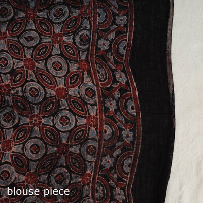 Black - Mul Cotton Block Print Ajrakh Saree 09