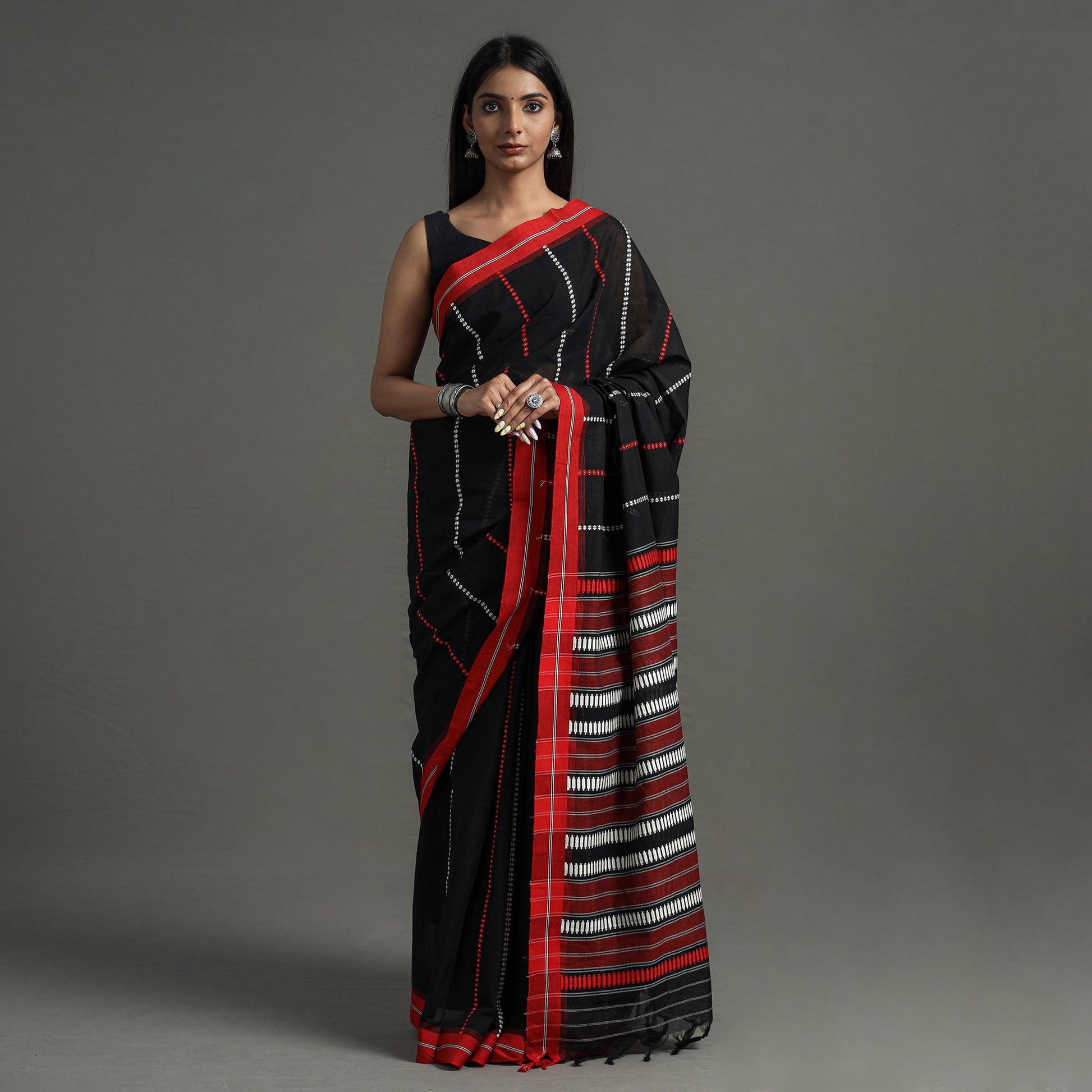 Black - Begampuri Handloom Cotton Saree