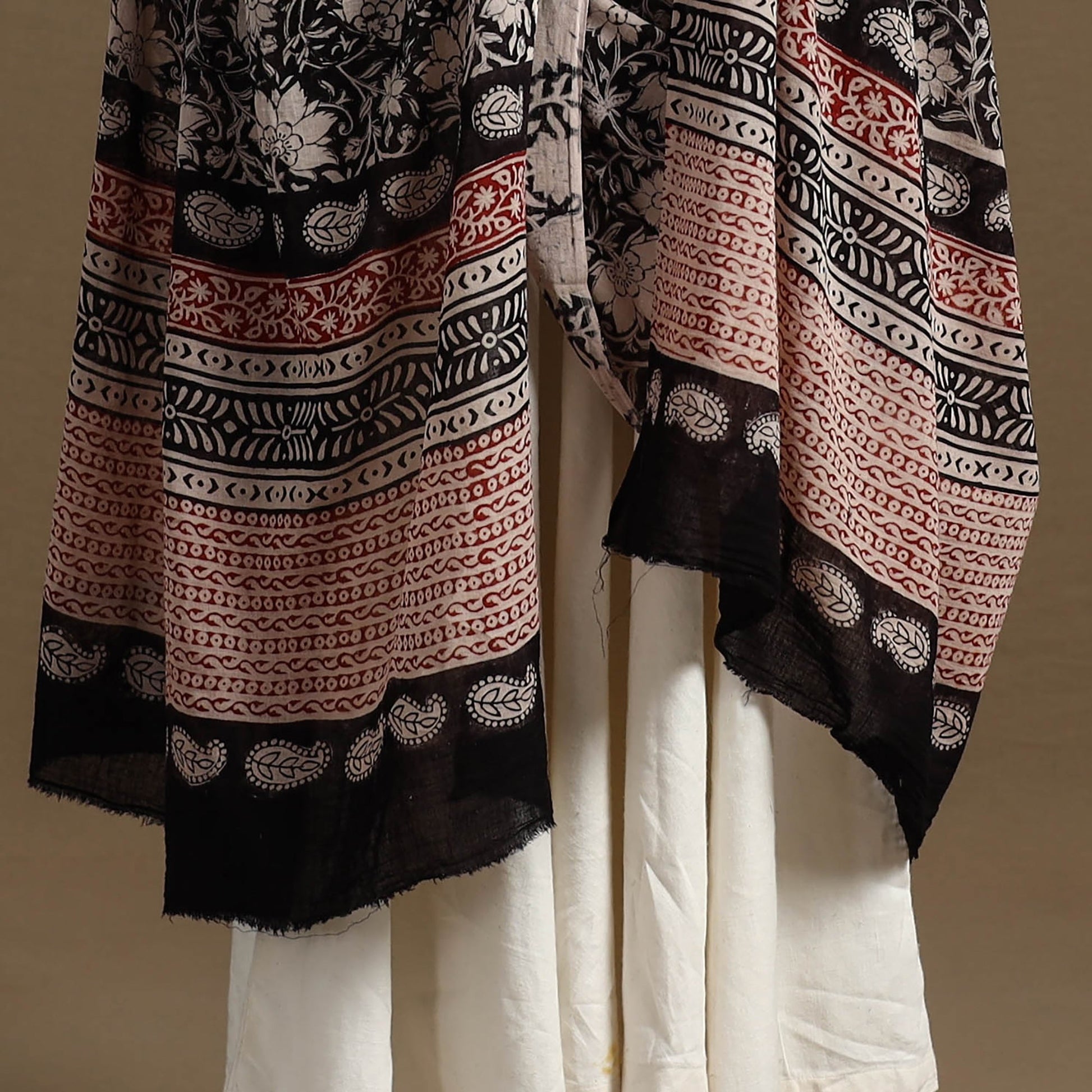 Black - Block Print Mul Cotton Bagru Dupatta 14