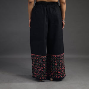 Black - Kantha Hand Embroidery Palazzo in Cotton 45