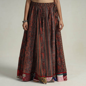 Brown - Kutch Block Printed 24 Kali Cotton Long Skirt 22