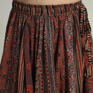 Brown - Kutch Block Printed 24 Kali Cotton Long Skirt 22