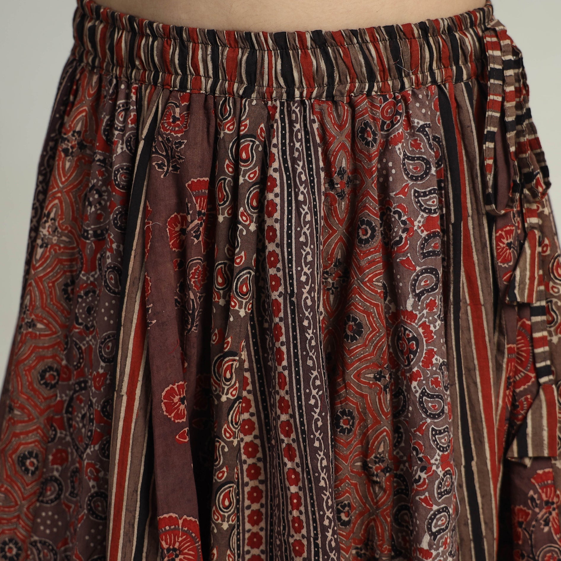 Brown - Kutch Block Printed 24 Kali Cotton Long Skirt 22