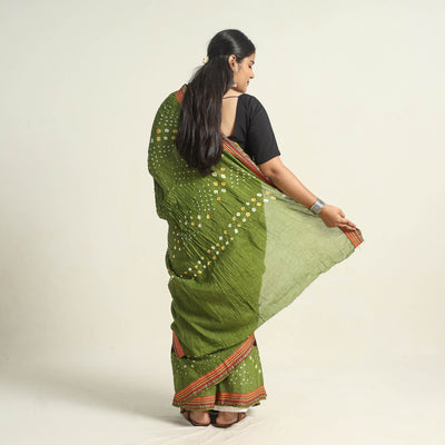 Brown - Kutch Tie-Dye Cotton Bandhani Saree with Blouse Piece 39