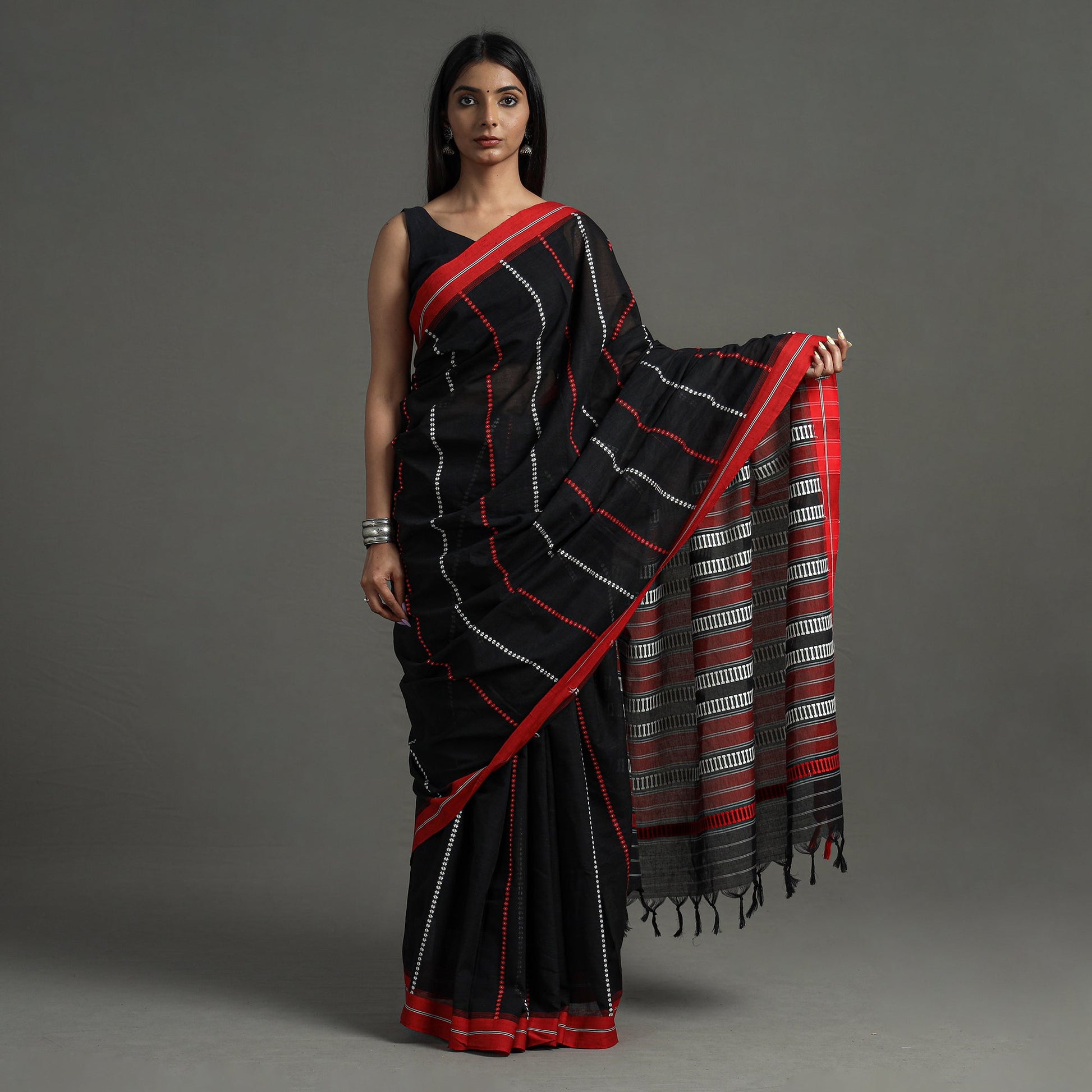 Black - Begampuri Handloom Cotton Saree