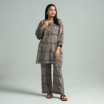 Black - Pedana Kalamkari Block Printed Cotton Co-Ord Set