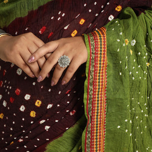 Brown - Kutch Tie-Dye Cotton Bandhani Saree with Blouse Piece 39