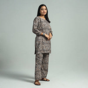 Black - Pedana Kalamkari Block Printed Cotton Co-Ord Set