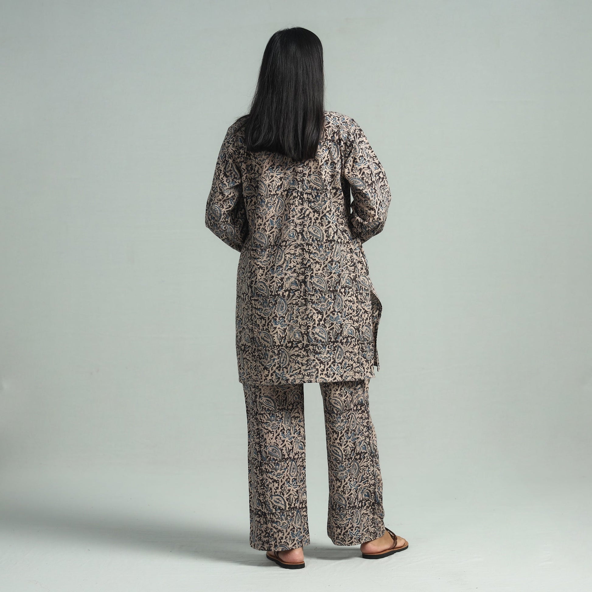 Black - Pedana Kalamkari Block Printed Cotton Co-Ord Set