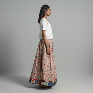 Brown - Sanganeri Block Print Cotton Long Skirt 02