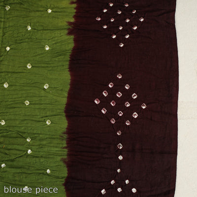Brown - Kutch Tie-Dye Cotton Bandhani Saree with Blouse Piece 39