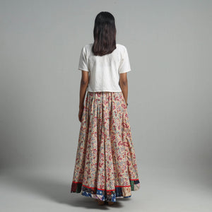 Brown - Sanganeri Block Print Cotton Long Skirt 02