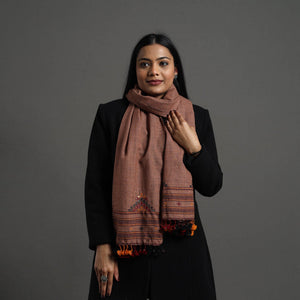 Brown - Kutch Weaving Handwoven Merino Woollen Stole 08