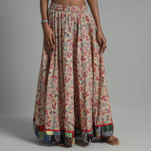 Brown - Sanganeri Block Print Cotton Long Skirt 02