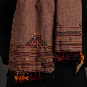 Brown - Kutch Weaving Handwoven Merino Woollen Stole 08