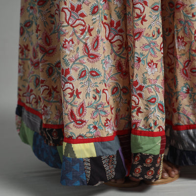 Brown - Sanganeri Block Print Cotton Long Skirt 02