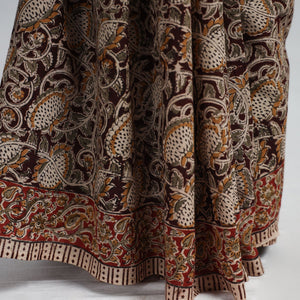 Brown - Pedana Block Print Cotton Kalamkari Saree
