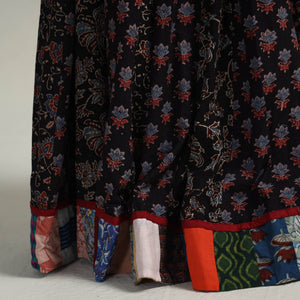 Black - Kutch Block Printed 24 Kali Cotton Long Skirt 24