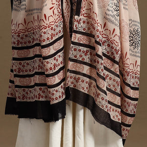 Beige - Block Print Mul Cotton Bagru Dupatta 20