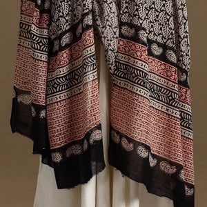 Black - Block Print Mul Cotton Bagru Dupatta 30