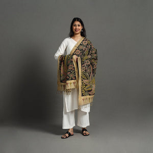 Black - Mangalagiri Cotton Handpainted Pen Work Kalamkari Dupatta 18