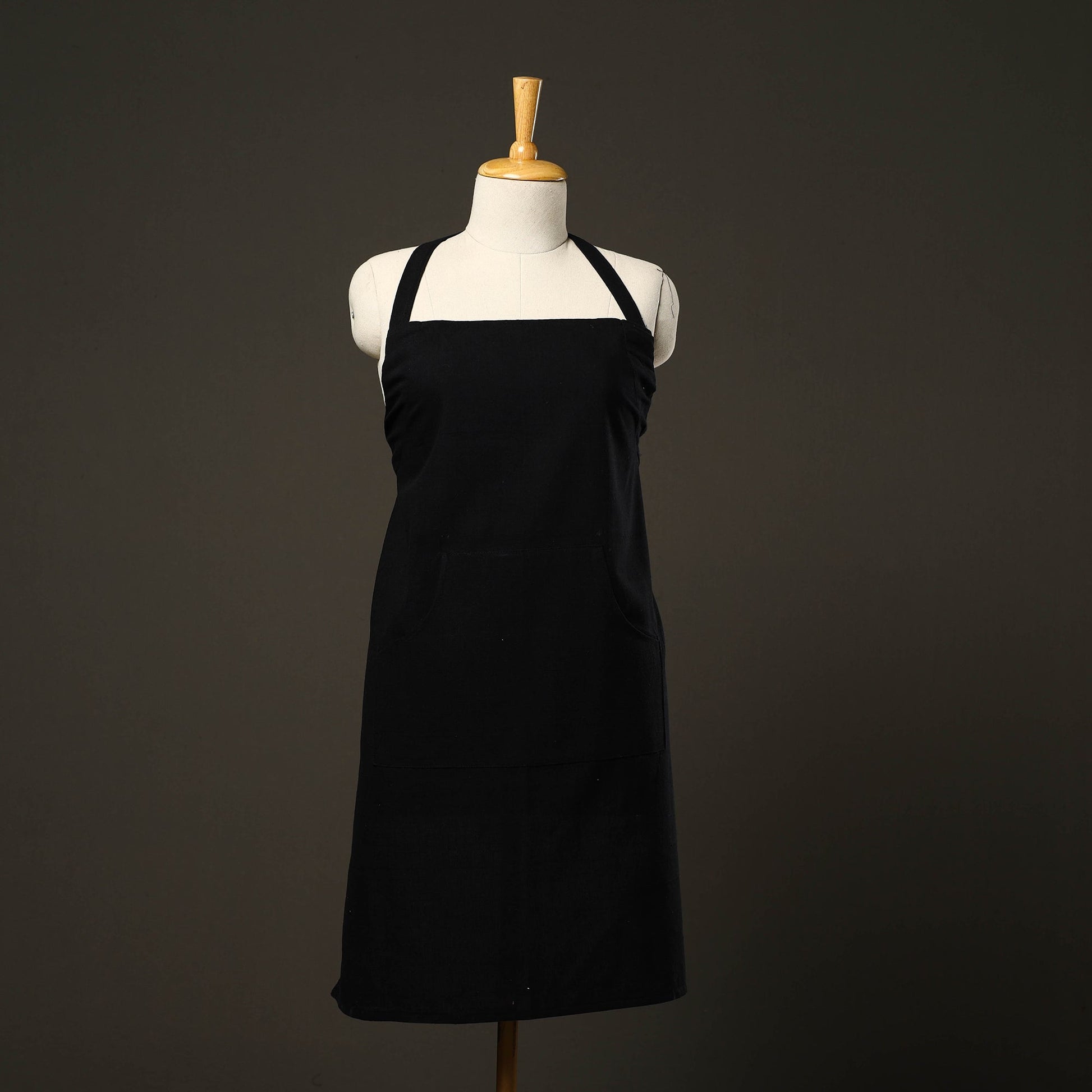 Black - Jhiri Handloom Cotton Apron with Pocket 17