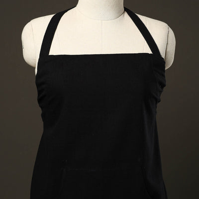 Black - Jhiri Handloom Cotton Apron with Pocket 17