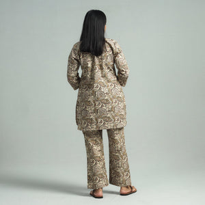 Beige - Pedana Kalamkari Block Printed Cotton Co-Ord Set
