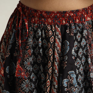 Black - Ajrakh Block Printed 24 Kali Patchwork Cotton Long Skirt 11