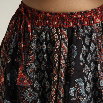 Black - Ajrakh Block Printed 24 Kali Patchwork Cotton Long Skirt 11