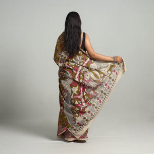 Brown - Kalamkari Print Cotton Saree with Blouse 23