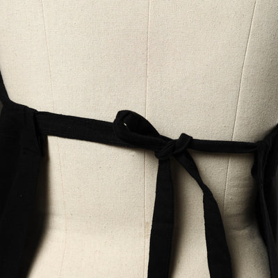 Black - Jhiri Handloom Cotton Apron with Pocket 17