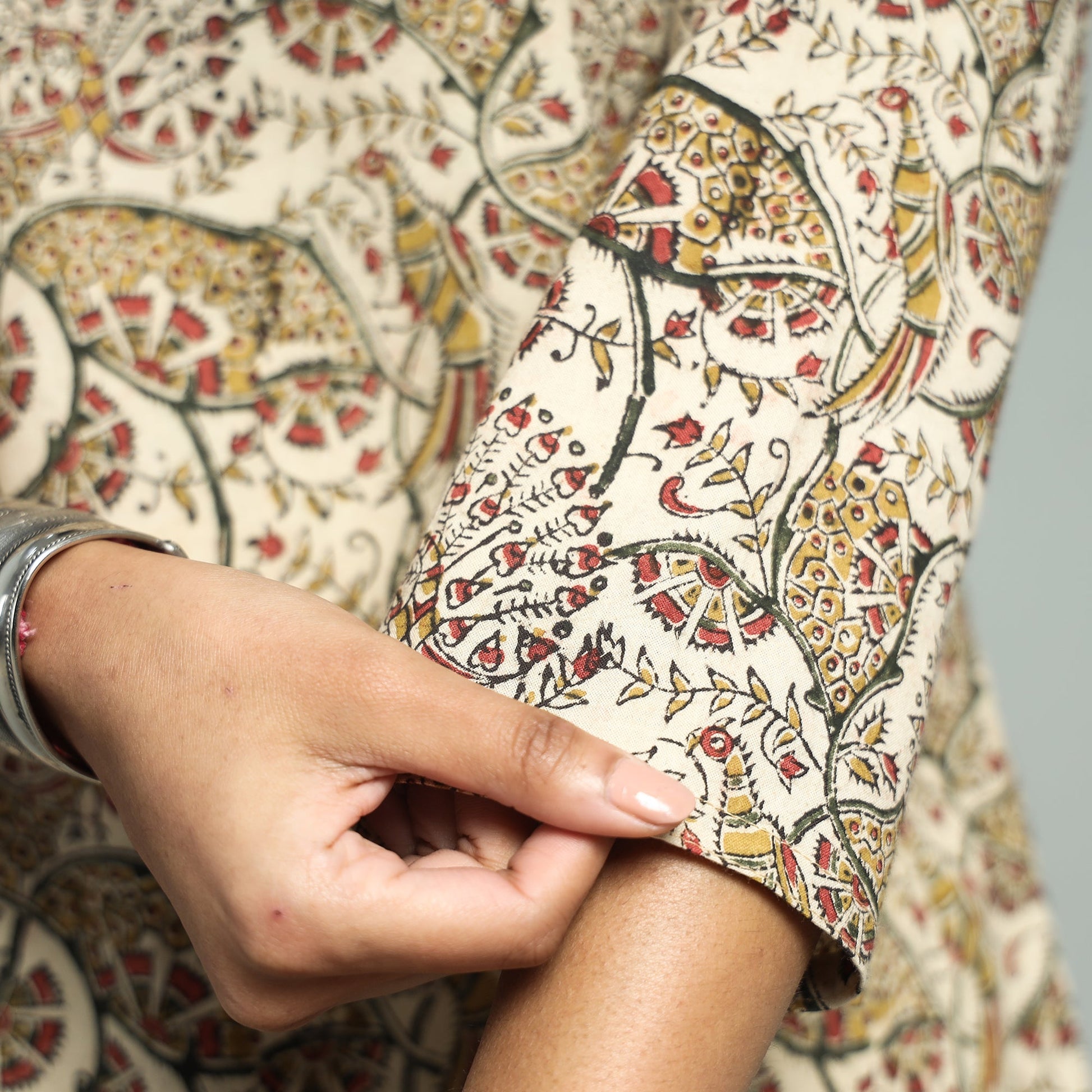 Beige - Pedana Kalamkari Block Printed Cotton Co-Ord Set