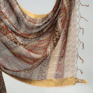 Brown - Original Pedana Kalamkari Block Print Silk Saree