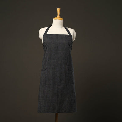 Black - Jhiri Handloom Cotton Apron with Pocket 18
