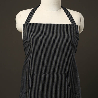 Black - Jhiri Handloom Cotton Apron with Pocket 18