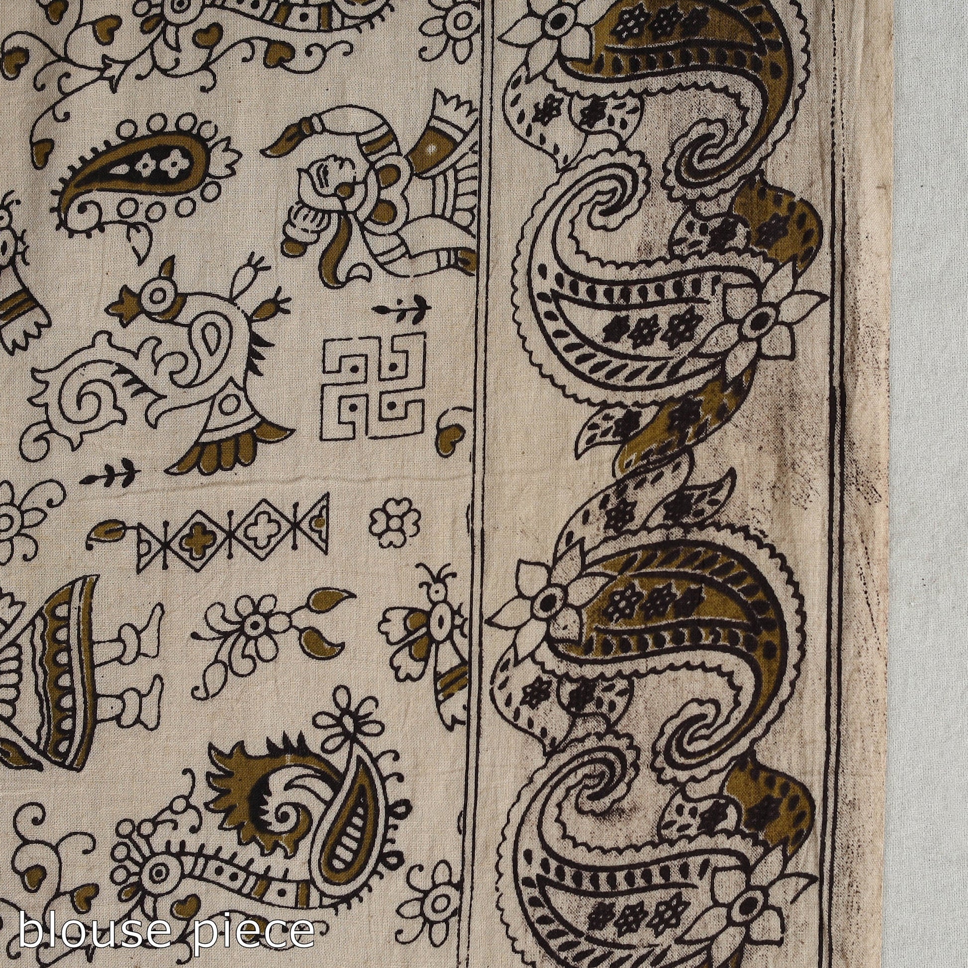 Brown - Kalamkari Print Cotton Saree with Blouse 23