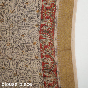 Brown - Original Pedana Kalamkari Block Print Silk Saree