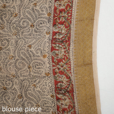 Brown - Original Pedana Kalamkari Block Print Silk Saree