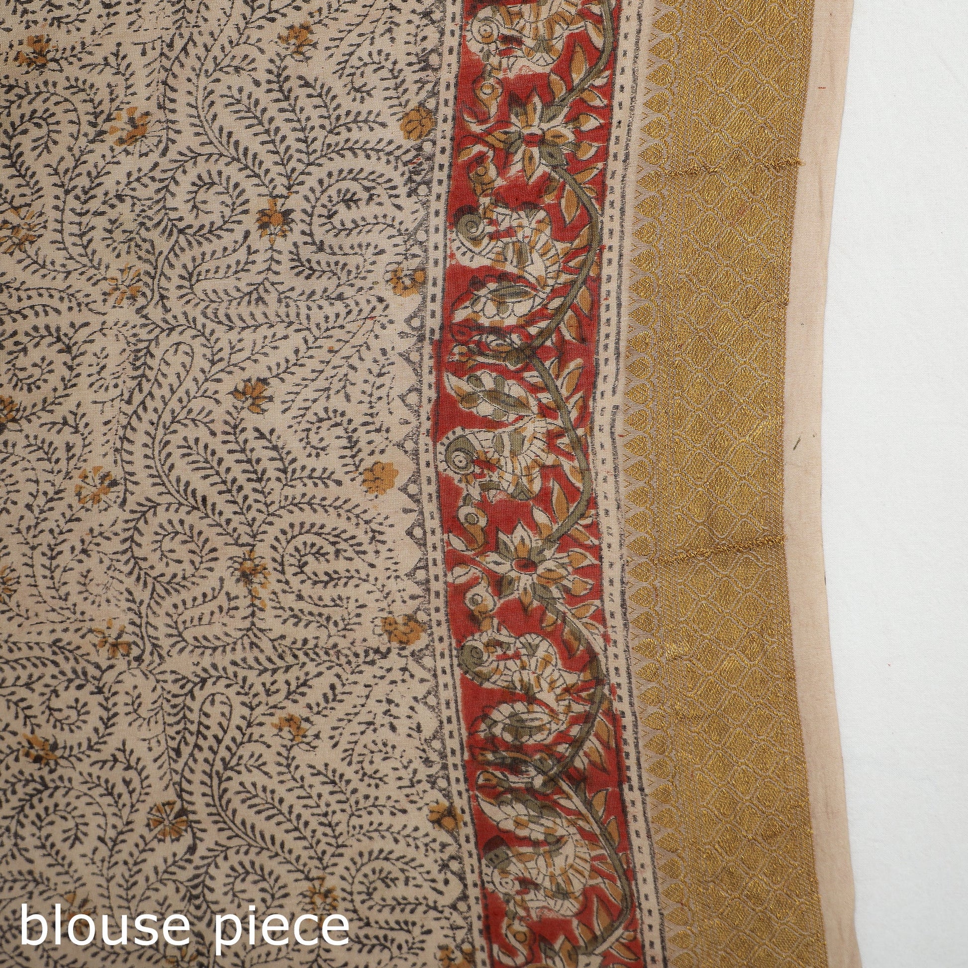 Brown - Original Pedana Kalamkari Block Print Silk Saree